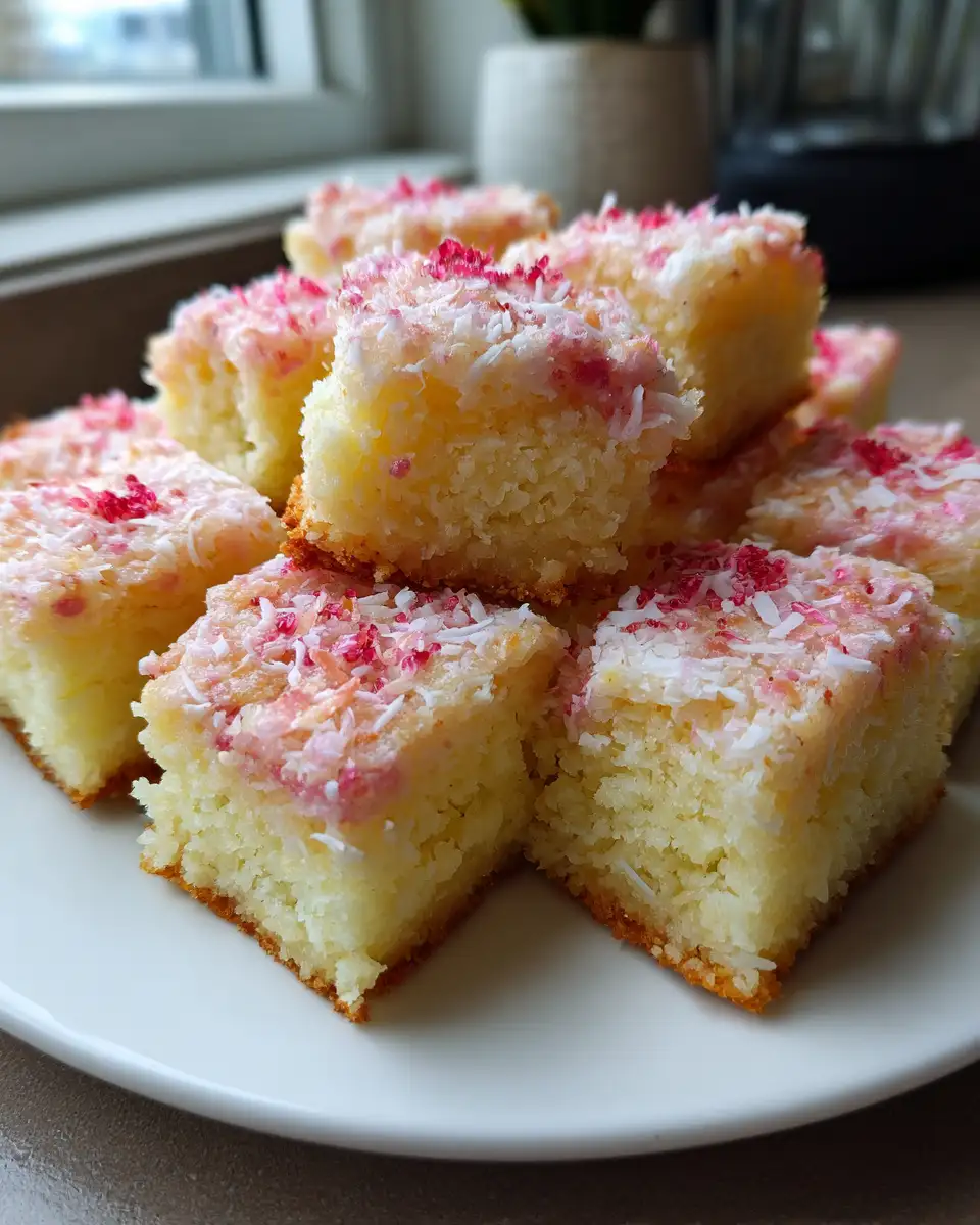 Final dish - Tickled Pink: Irresistible Coconut Snowball Cake Bars