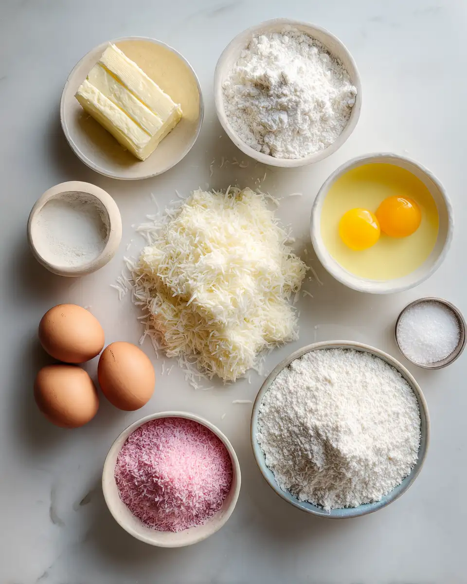 Ingredients for Tickled Pink: Irresistible Coconut Snowball Cake Bars