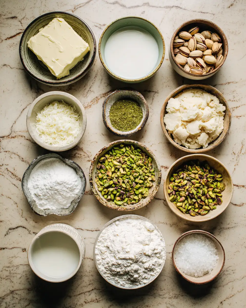 Ingredients for Irresistible Pistachio Cream Cookies: A Nutty Delight