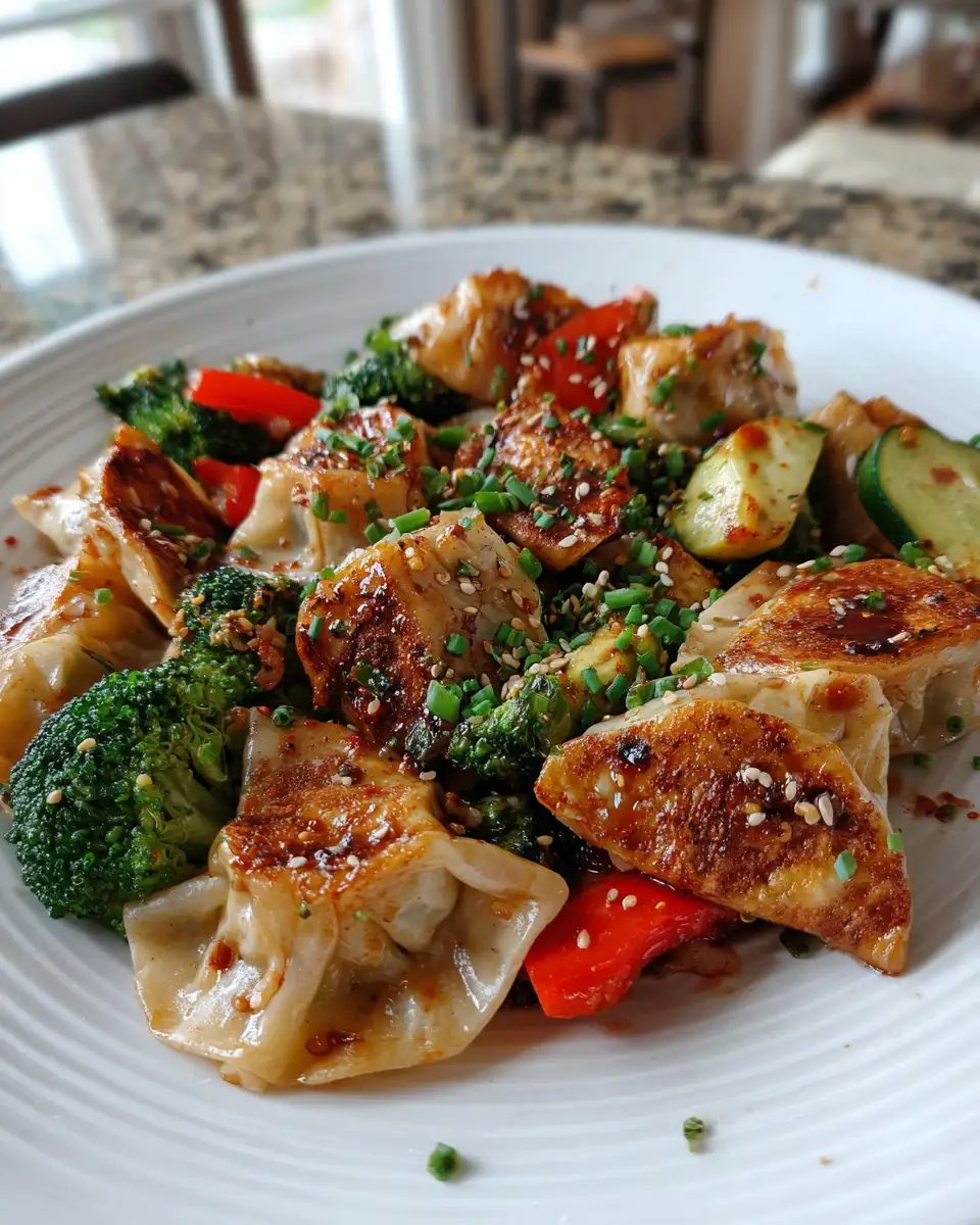 Final dish - Sizzling Potsticker Stir Fry: A Flavorful Twist on a Classic Favorite