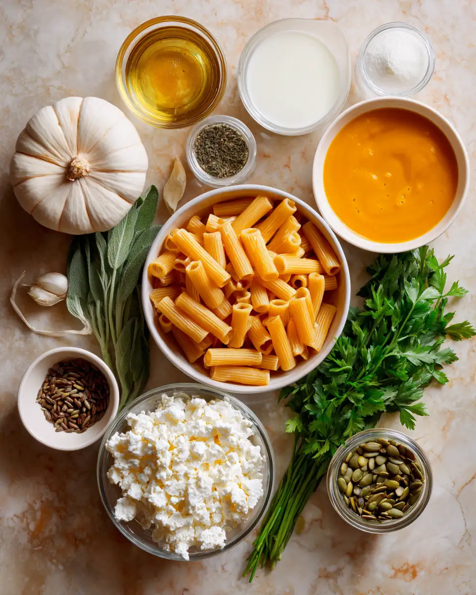 Ingredients for Pumpkin Pasta with Feta: A Cozy Autumn Delight