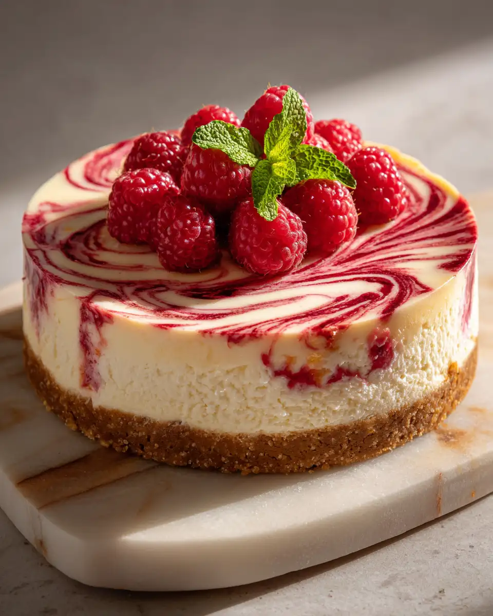 Indulge in the Dreamy Delight of Raspberry Swirl Cheesecake 6 Final dish - Indulge in the Dreamy Delight of Raspberry Swirl Cheesecake