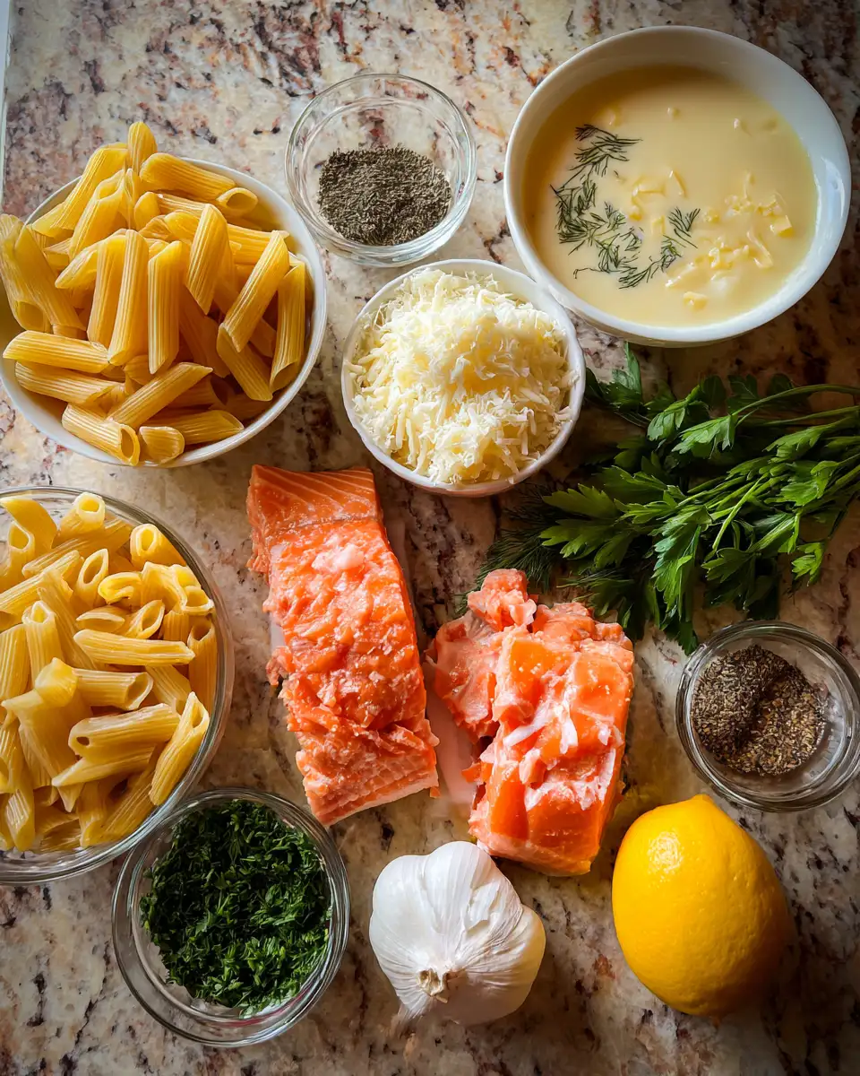Irresistibly Creamy Salmon Pasta: A Decadent Delight 4 Ingredients for Irresistibly Creamy Salmon Pasta: A Decadent Delight