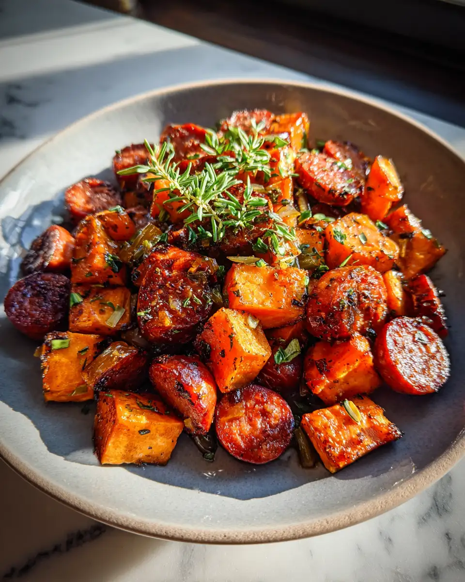 Savory Meets Sweet: Sausage and Sweet Potatoes in a Honey Garlic Symphony - Featured Image