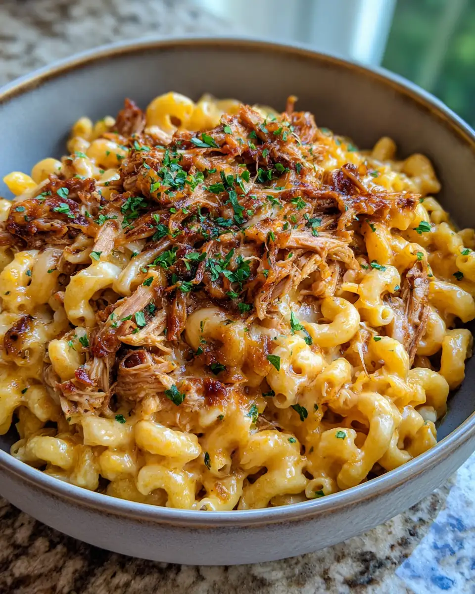 Final dish - Ultimate Comfort Food: Shredded BBQ Chicken Mac and Cheese Magic