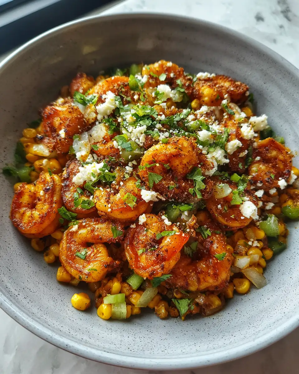 Final dish - Sizzle and Spice: Irresistible Shrimp and Mexican Street Corn Skillet