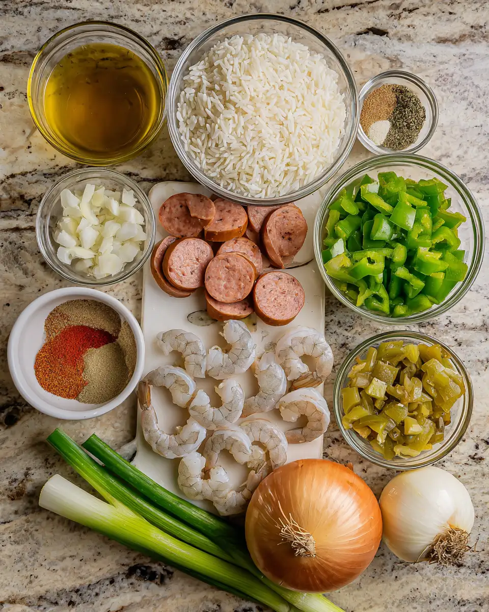 Ingredients for Spice Up Your Dinner with Irresistible Shrimp Sausage Dirty Rice