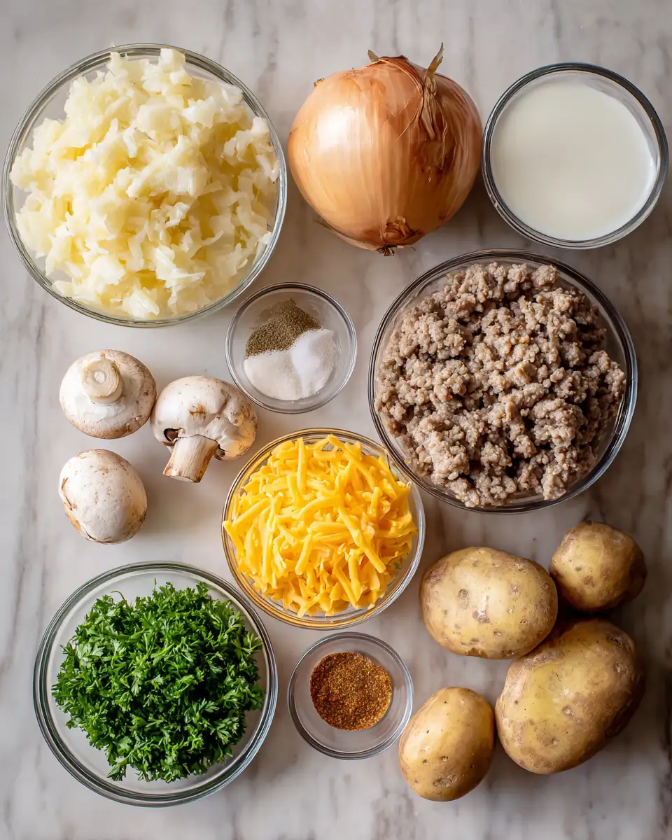 Ingredients for Saddle Up for Flavor: Slow Cooker Cowboy Potato Casserole Delight