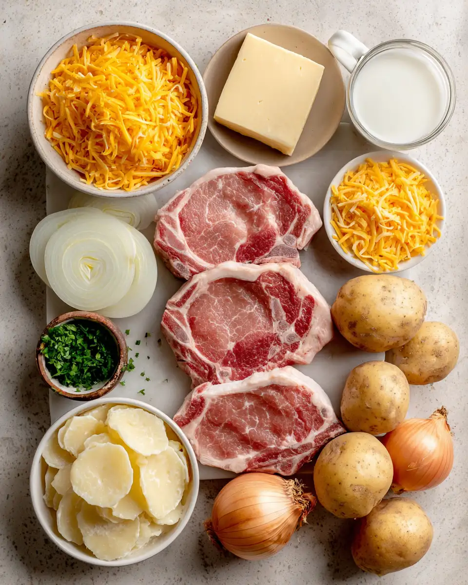 Ultimate Comfort: Smothered Pork Chop and Scalloped Potato Casserole Recipe 4 Ingredients for Ultimate Comfort: Smothered Pork Chop and Scalloped Potato Casserole Recipe