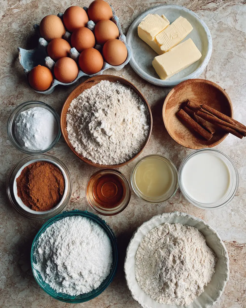 Ingredients for Irresistible Snickerdoodle Bundt Cake: A Sweet Slice of Cinnamon Heaven