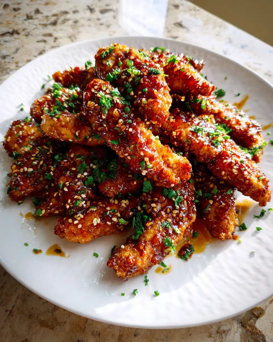 Final dish - Sizzling Spicy Honey Garlic Chicken Tenders That Will Ignite Your Taste Buds