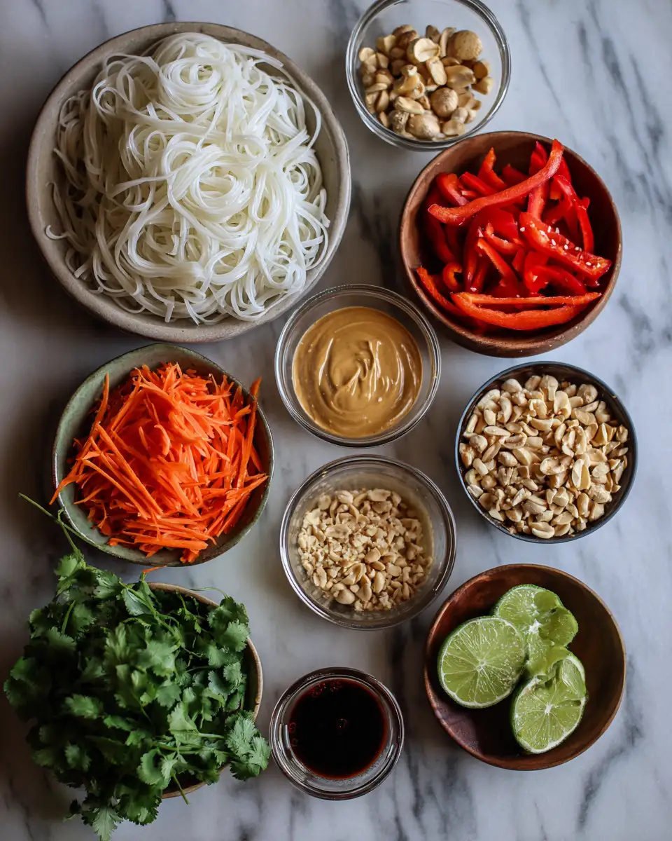 Ingredients for Zesty Flavors Unite in Our Spicy Peanut Noodle Salad Bowl Adventure