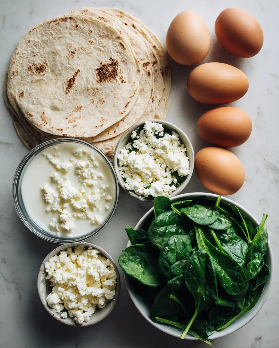 Ingredients for Rise and Shine with a Flavor-Packed Spinach Feta Breakfast Wrap