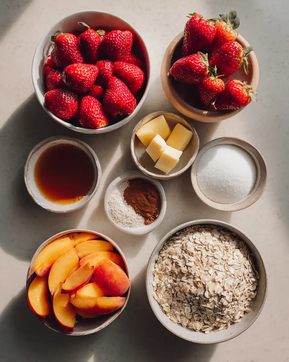 Ingredients for Sweet Symphony: Strawberry Peach Crisp Delight