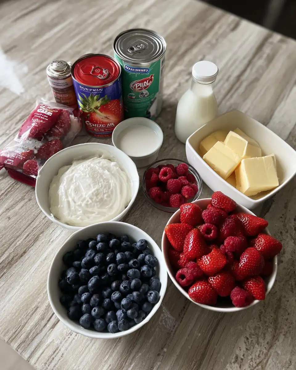 Ingredients for Berry Bliss: The Ultimate Summer Poke Cake Delight