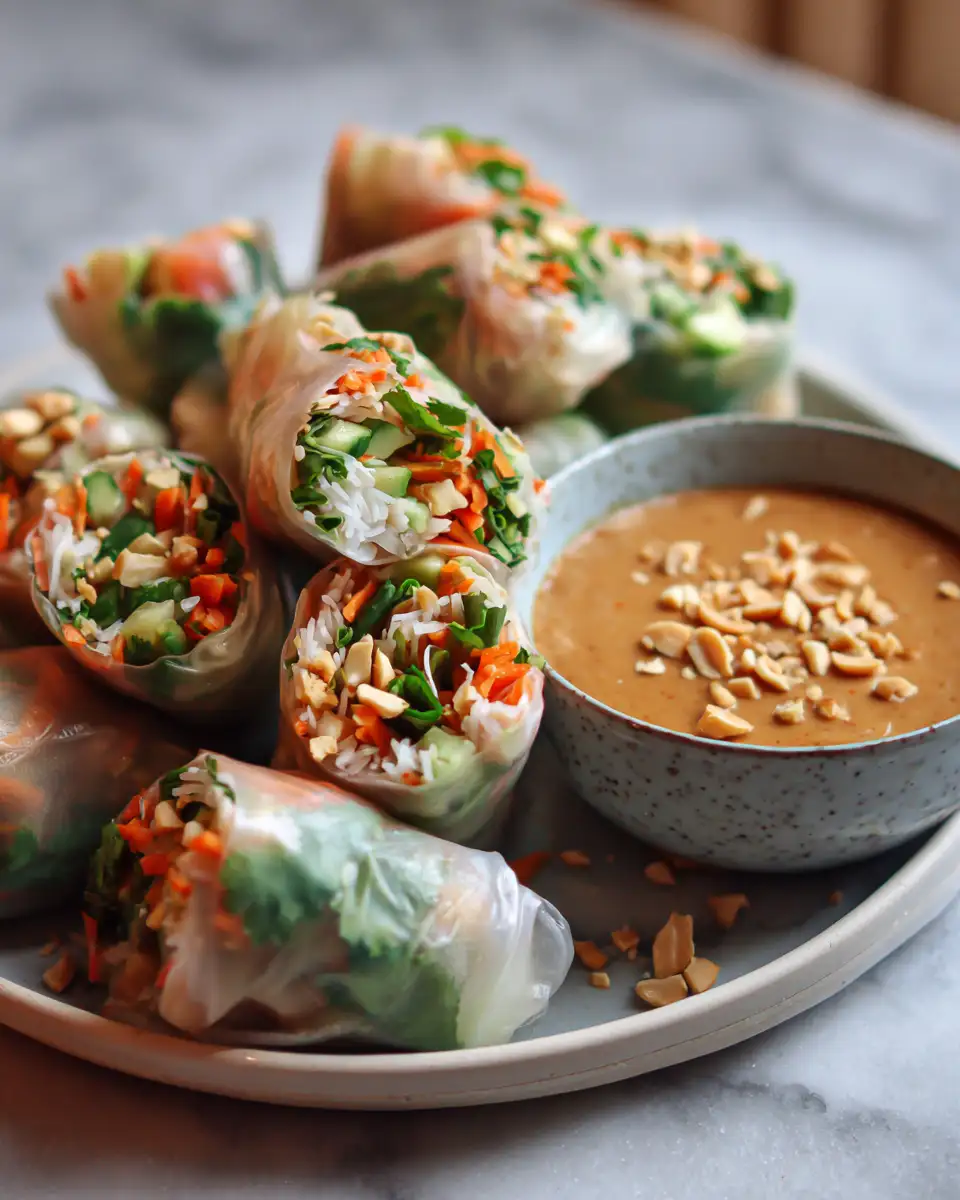 Crunchy Vegetable Spring Rolls with Irresistible Peanut Sauce Delight - Featured Image
