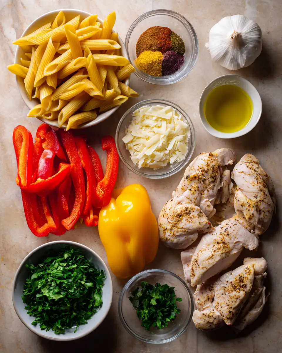 Ingredients for Savor the Spice: Authentic Jerk Chicken Rasta Pasta Adventure