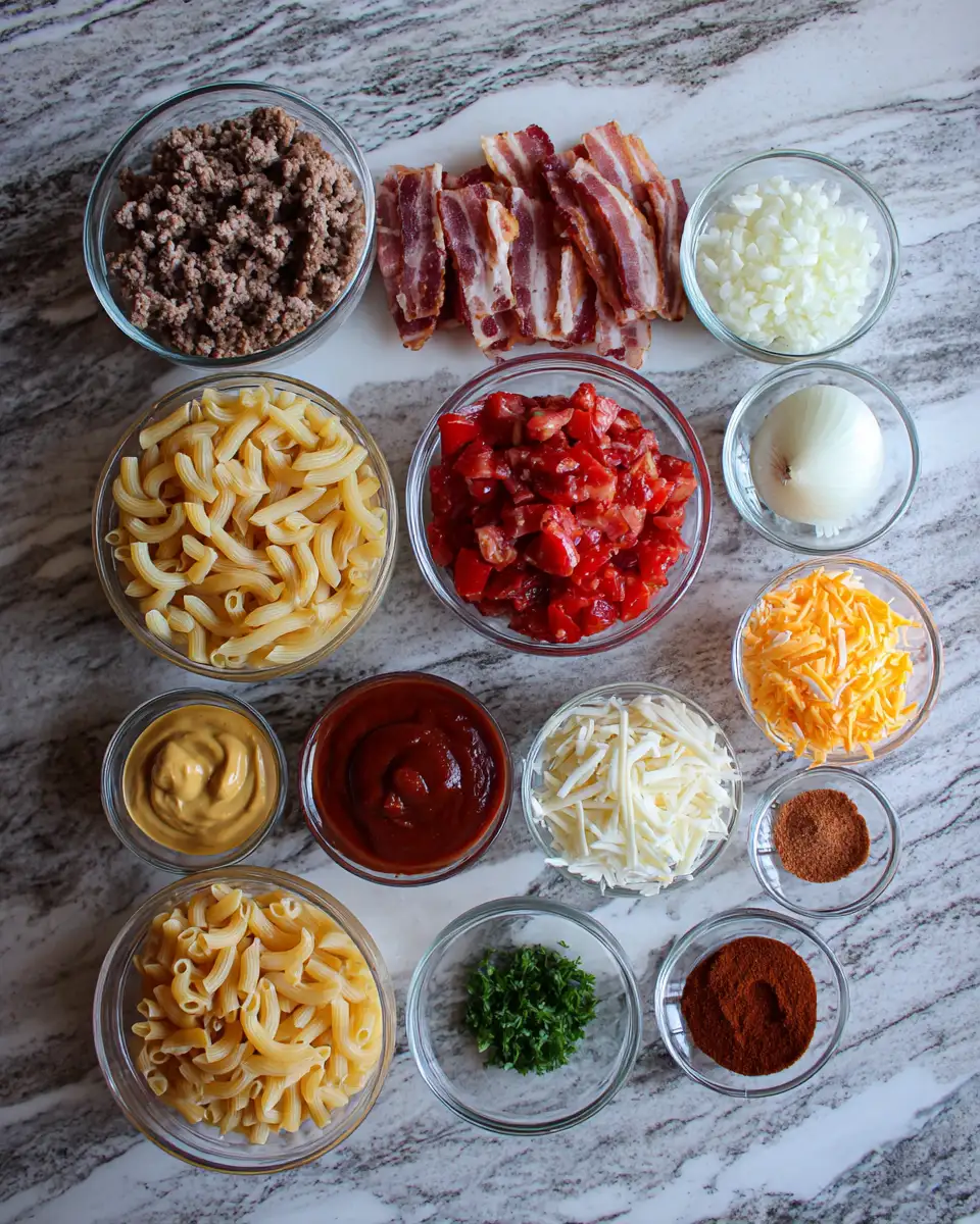 Sizzling Bacon Cheeseburger Pasta Bake: Your New Comfort Food Obsession 4 Ingredients for Sizzling Bacon Cheeseburger Pasta Bake: Your New Comfort Food Obsession
