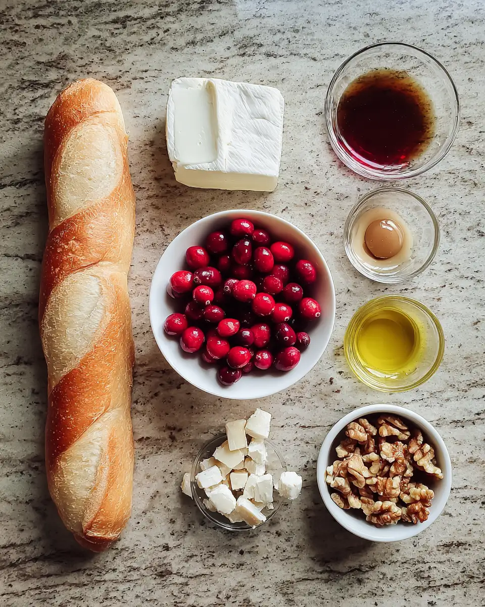 Ingredients for Elevate Your Appetizer Game with Baked Brie Cranberry Crostini