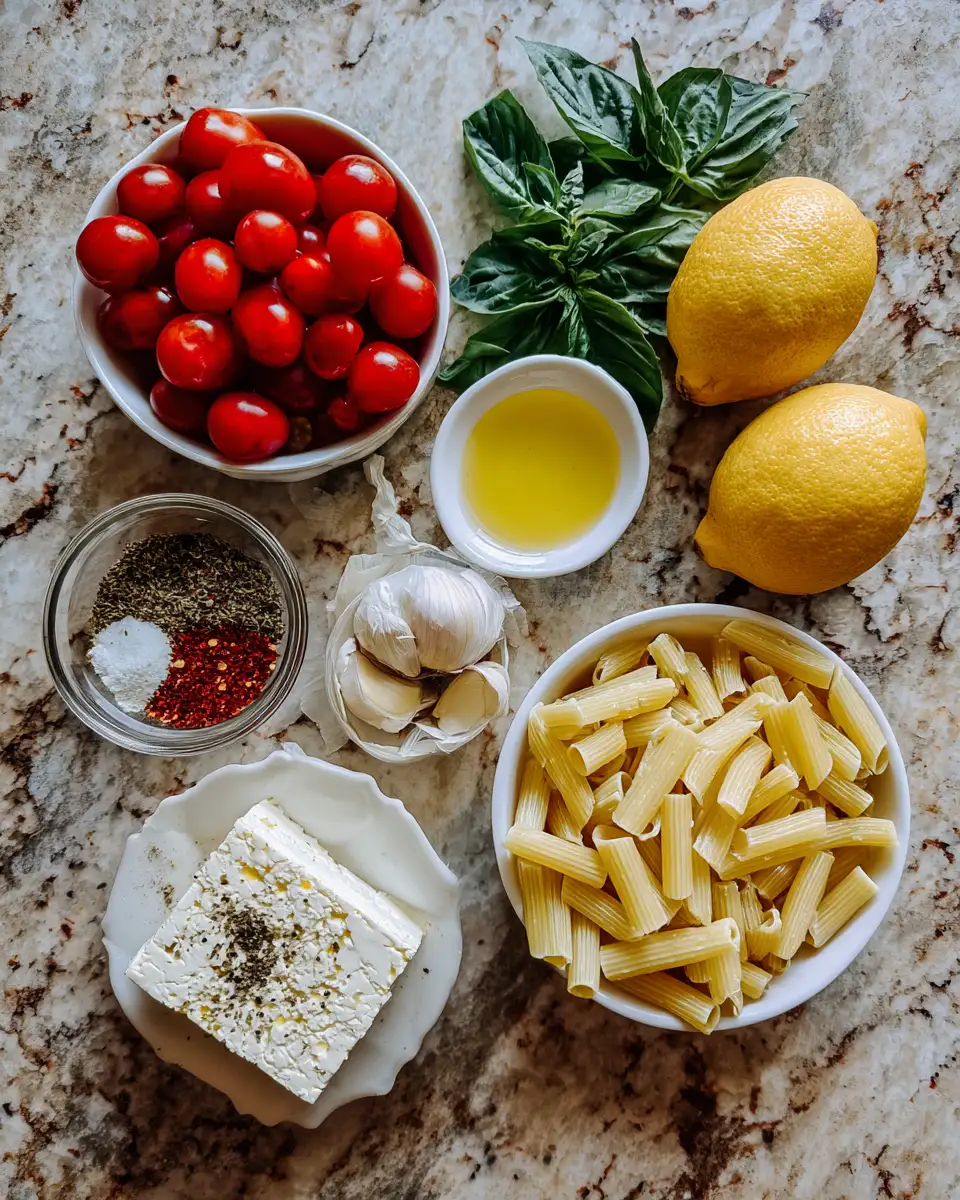 Ingredients for Zesty Delight: Baked Feta Lemon Pasta That Will Brighten Your Day