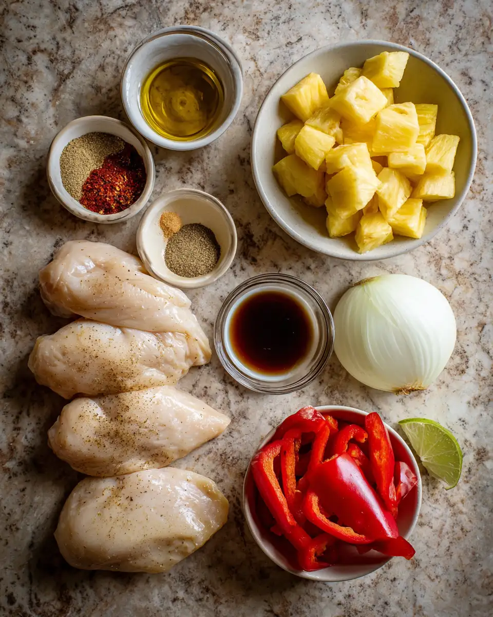 Ingredients for Sizzling Island Flavors: Baked Jamaican Pineapple Jerk Chicken Delight