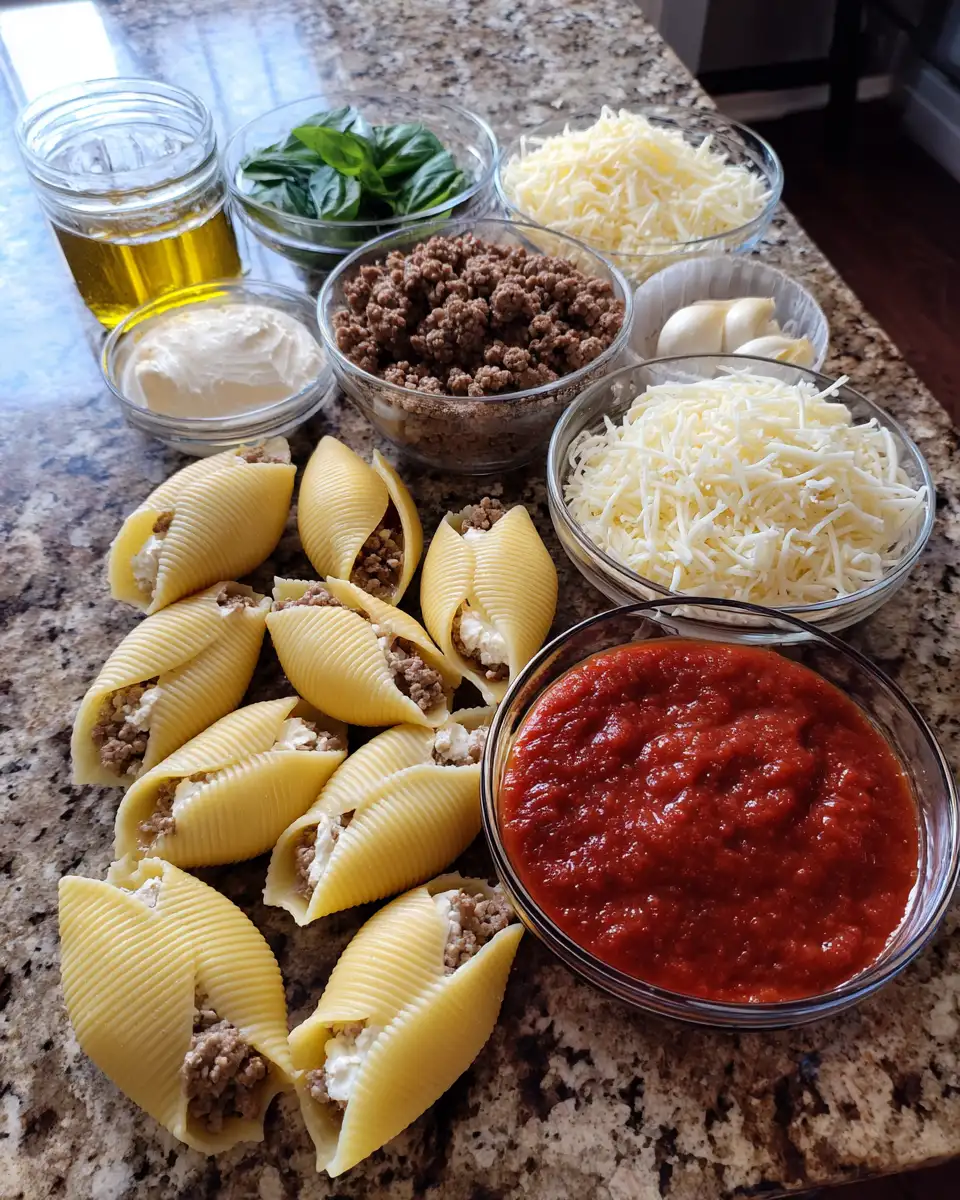 Hearty Indulgence: Savor the Ultimate Beef and Cheese Stuffed Shells 4 Ingredients for Hearty Indulgence: Savor the Ultimate Beef and Cheese Stuffed Shells