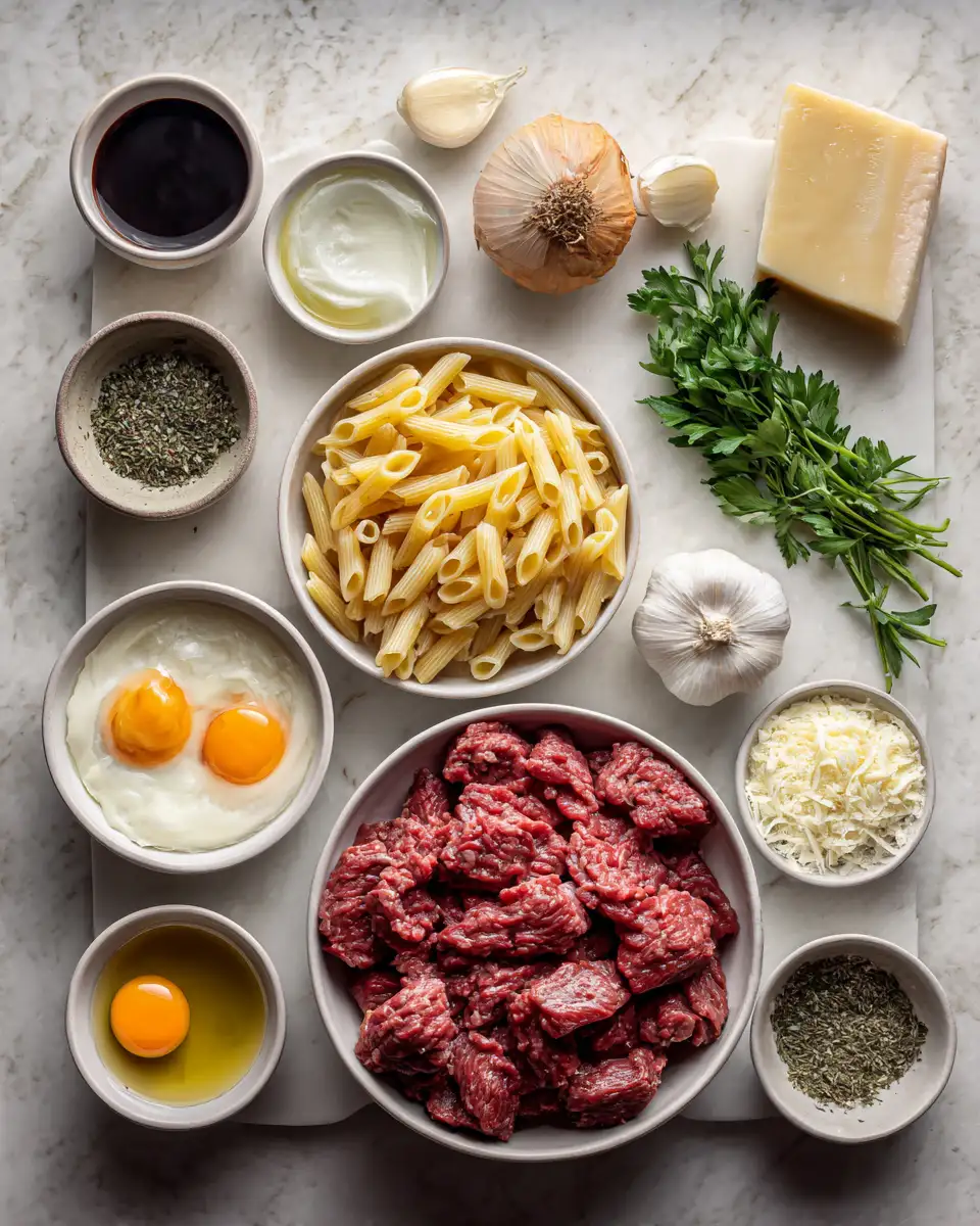 Creamy Beef Pasta Delight: A Comforting Symphony of Flavors 4 Ingredients for Creamy Beef Pasta Delight: A Comforting Symphony of Flavors