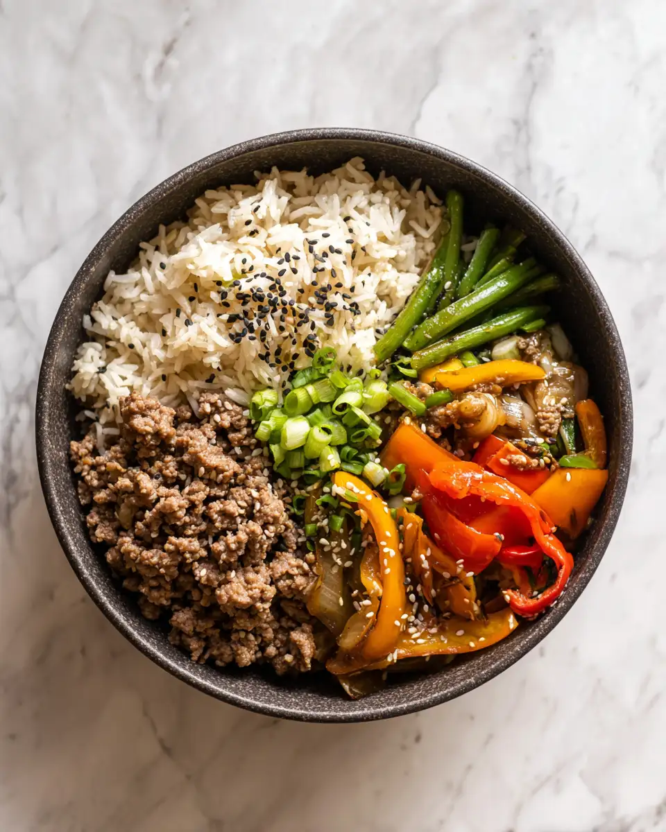 Ingredients for Beef Rice Bowl Meal Prep Made Easy and Delicious