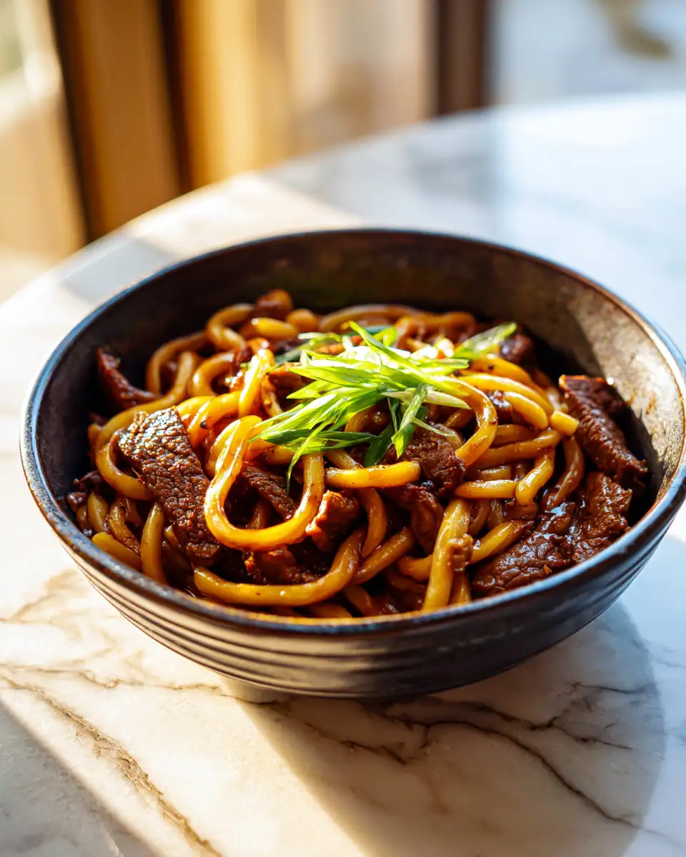Savory Sensation: Black Pepper Beef Udon Noodles Delight - Featured Image