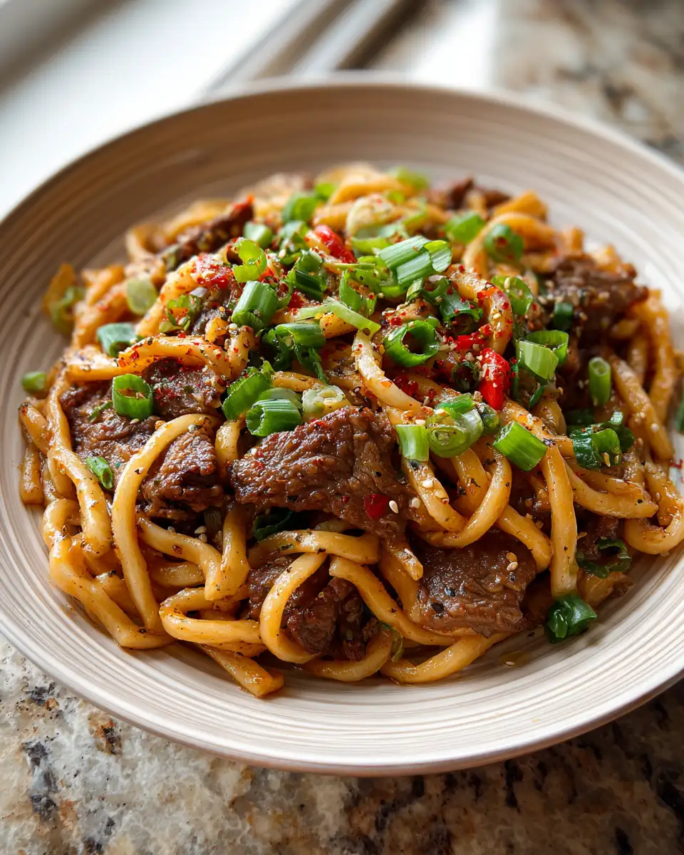 Savory Sensation: Black Pepper Beef Udon Noodles Delight 6 Final dish - Savory Sensation: Black Pepper Beef Udon Noodles Delight