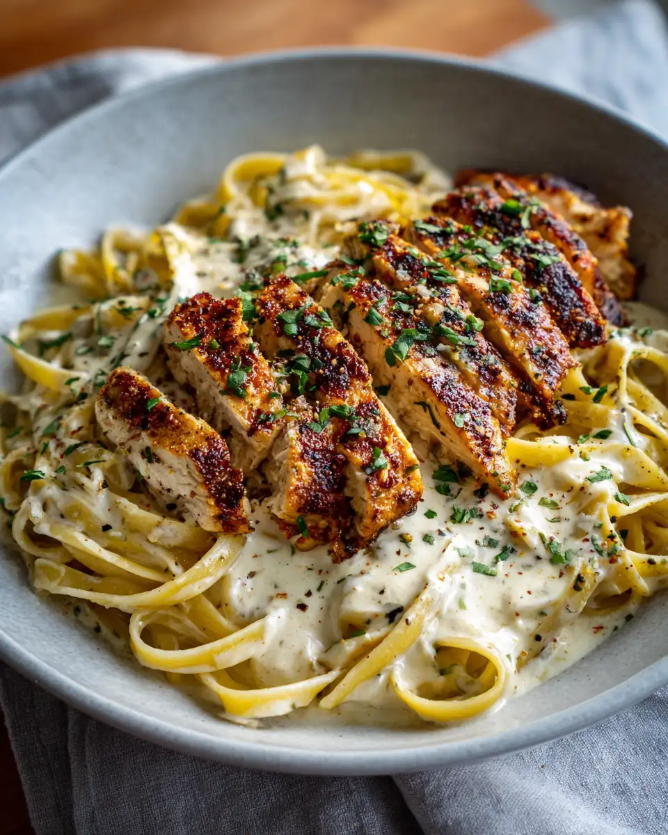 Final dish - Savor the Spice: Blackened Cajun Chicken Alfredo Bliss
