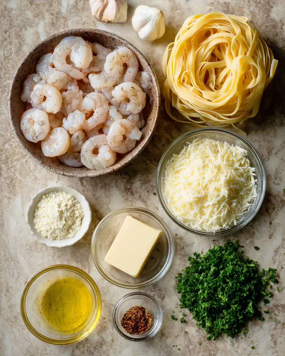 Ingredients for Savor the Spice: Blackened Shrimp Alfredo Pasta Delight