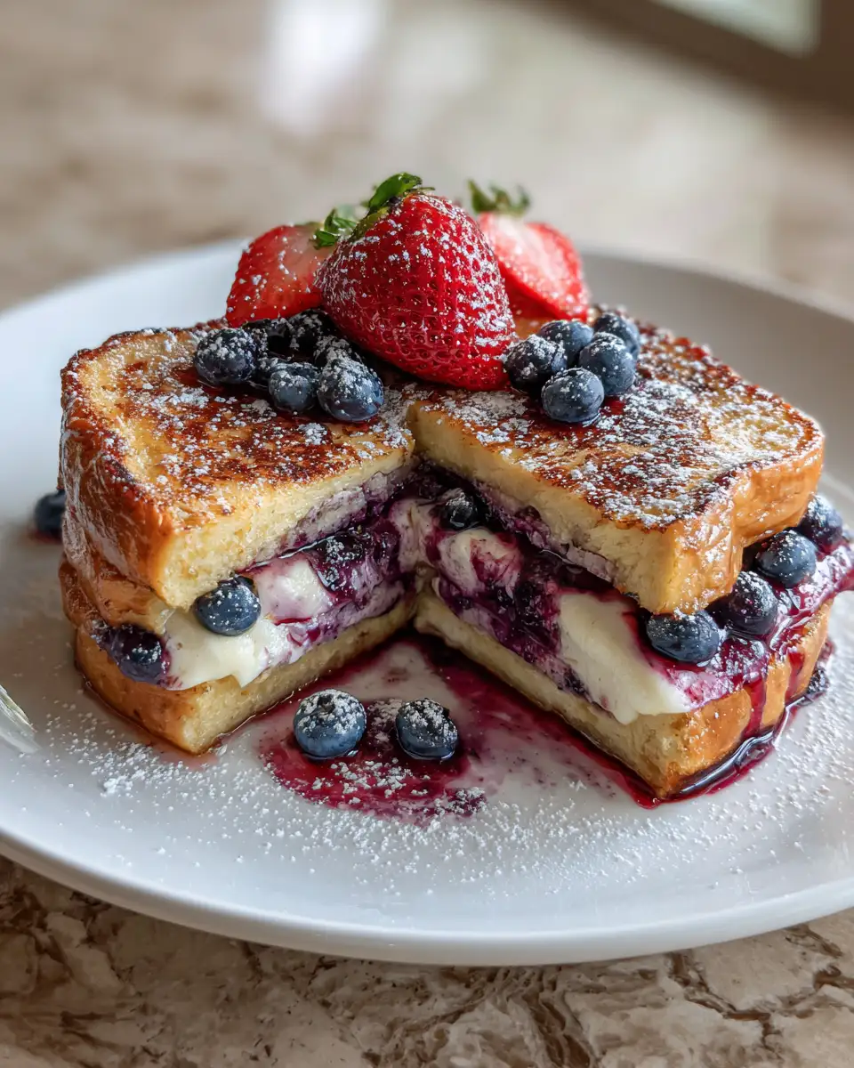Final dish - Indulge in Bliss with Blueberry Cheesecake Stuffed French Toast