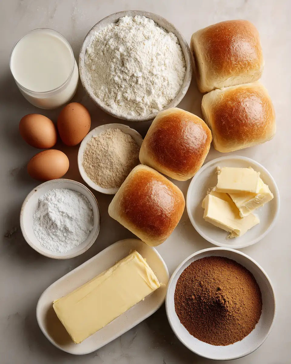 Ingredients for Irresistible Brown Sugar Cinnamon Milk Bread Rolls to Satisfy Your Sweet Cravings
