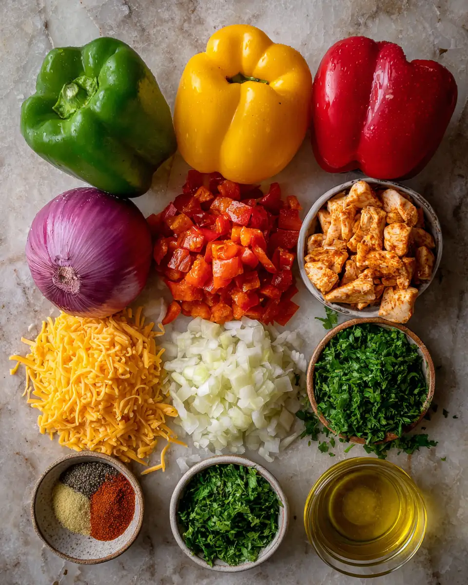 Ingredients for Spice Up Your Dinner with Cajun Chicken Stuffed Peppers