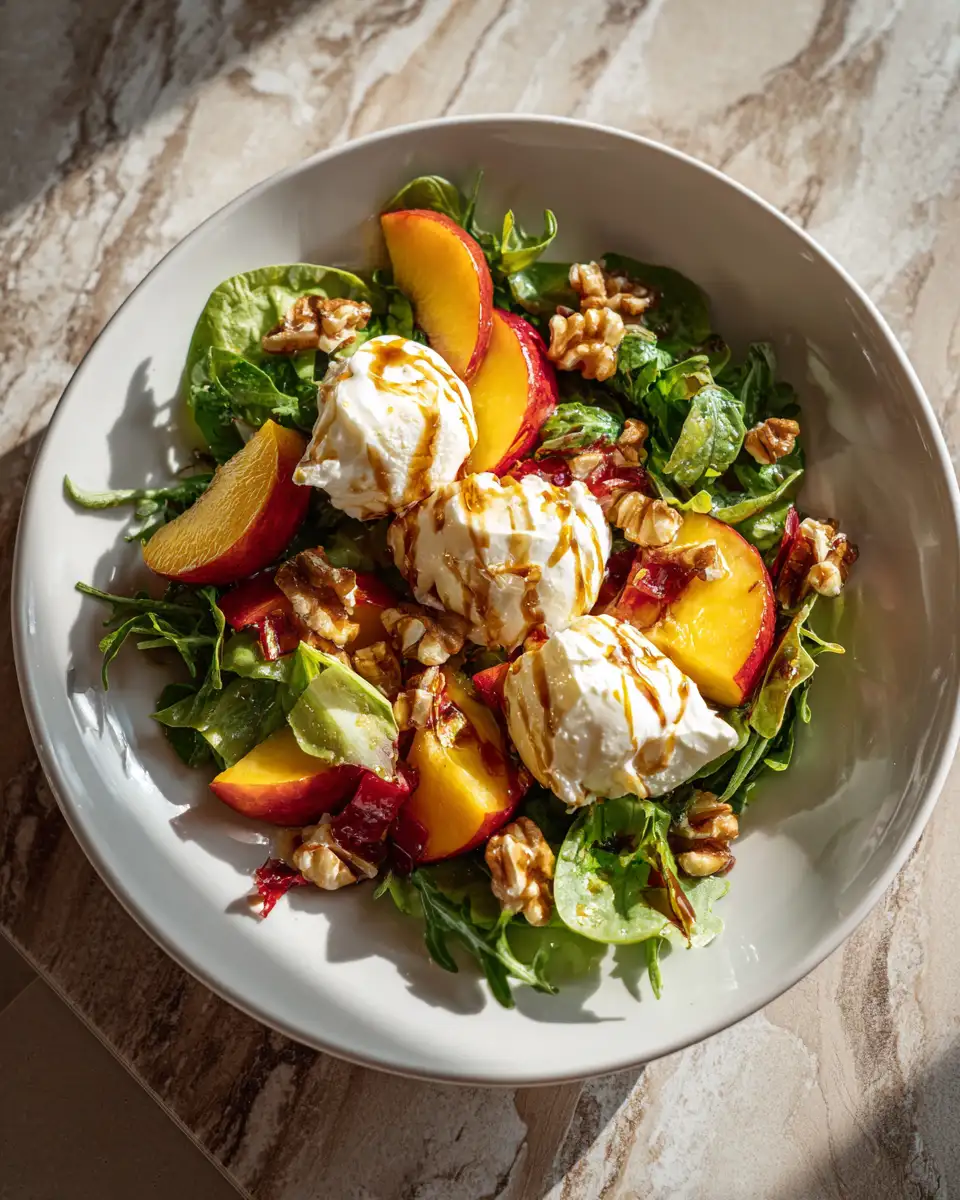 Summer's Sweet Symphony: Caramelized Peach Burrata Salad Delight - Featured Image