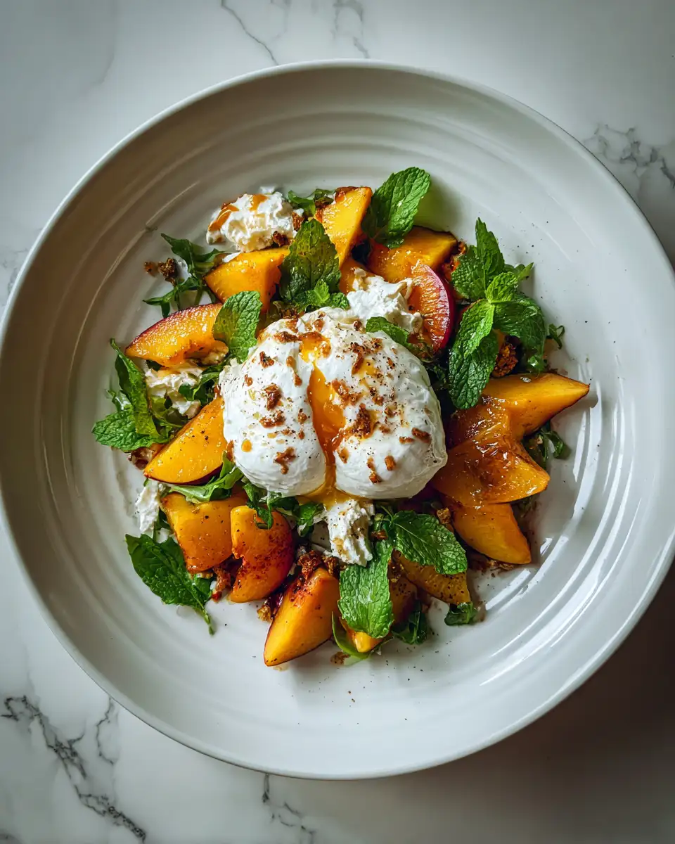Summer's Sweet Symphony: Caramelized Peach Burrata Salad Delight 6 Final dish - Summer's Sweet Symphony: Caramelized Peach Burrata Salad Delight