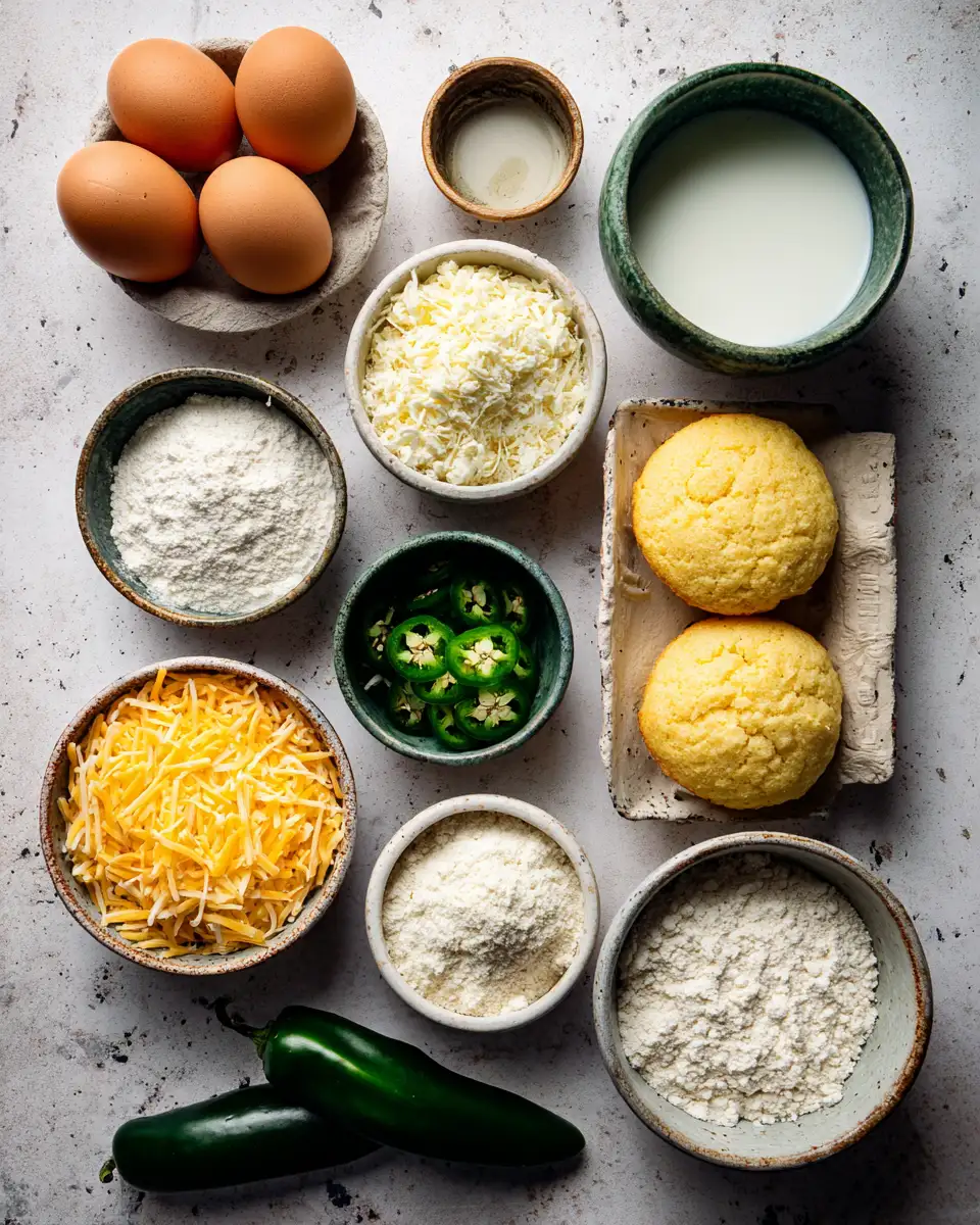Ingredients for Spice Up Your Baking with Cheddar Jalapeño Cornbread Muffins