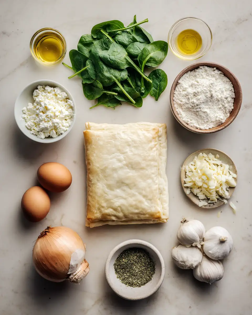 Irresistible Cheese and Spinach Stuffed Pastry Delight 4 Ingredients for Irresistible Cheese and Spinach Stuffed Pastry Delight