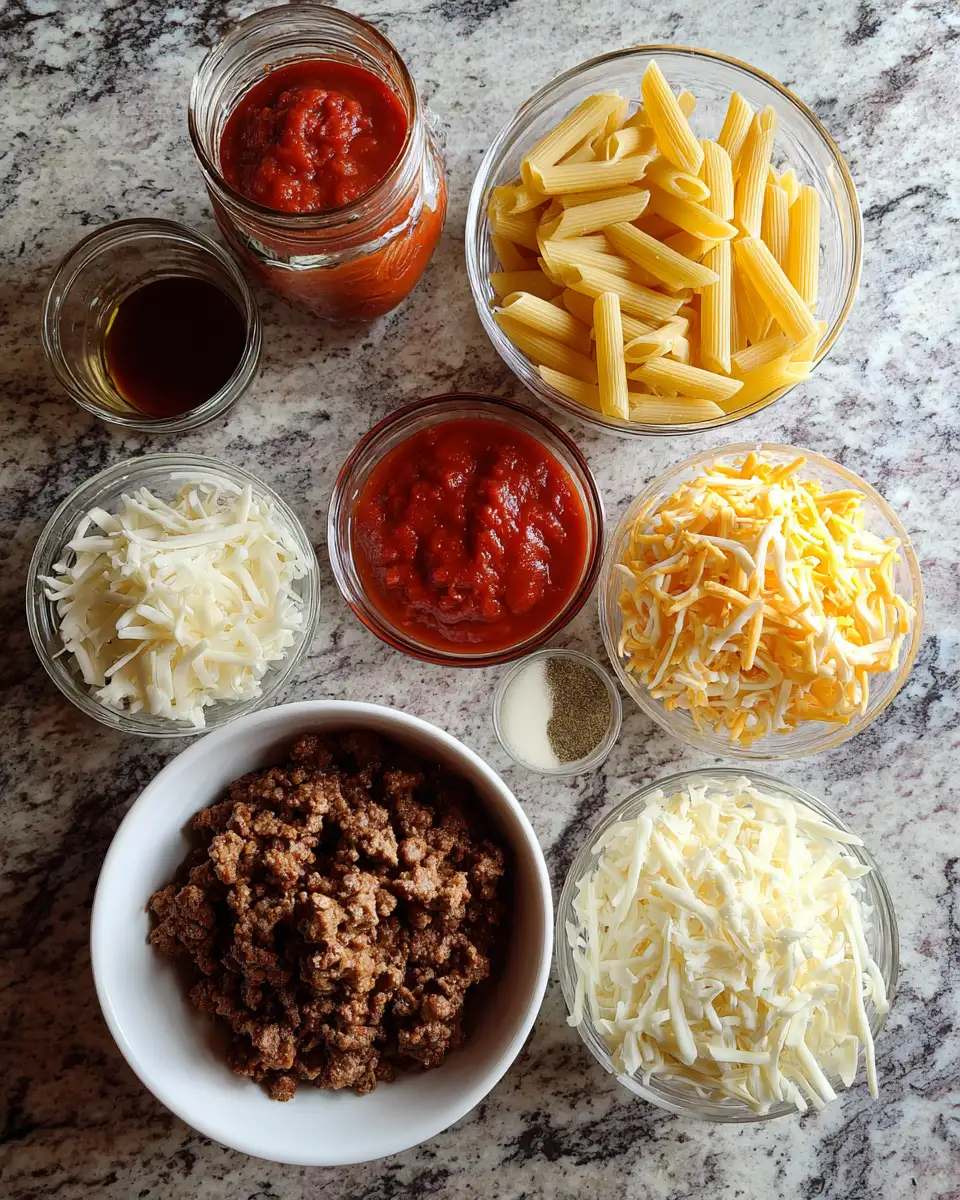 Ingredients for Ultimate Comfort: Cheesy Beef Pasta Bake Bliss