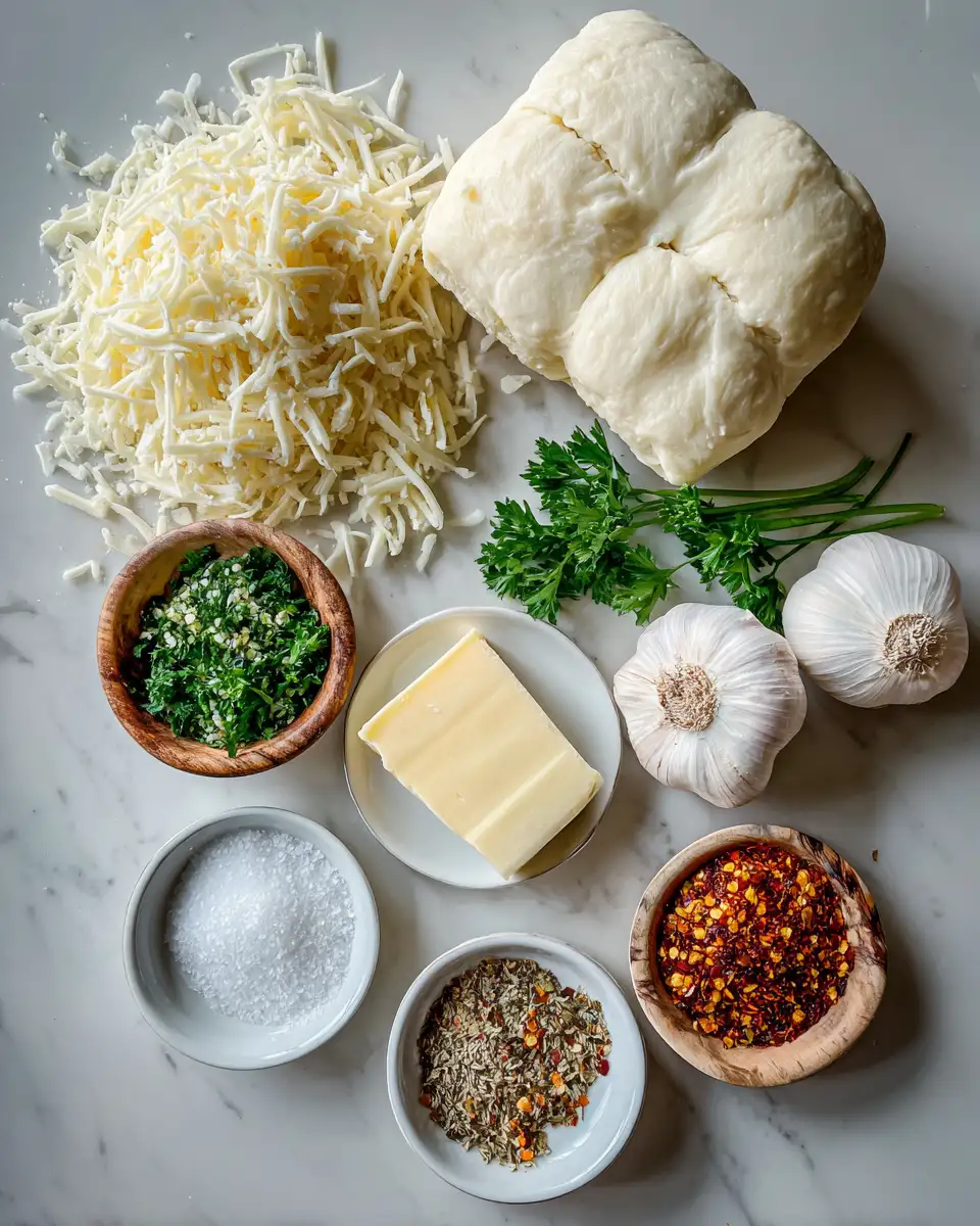 Ingredients for Irresistible Cheesy Garlic Pizza Rolls: Your New Favorite Snack