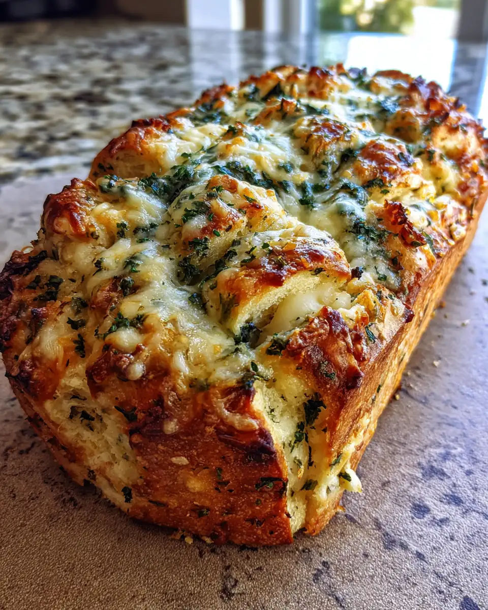 Final dish - Irresistibly Gooey Cheesy Spinach Garlic Pull Apart Bread Delight