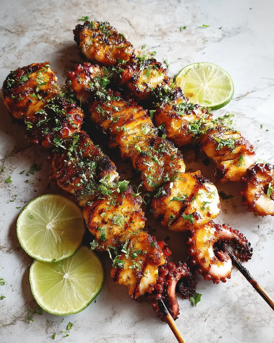 Fiery and Zesty: Dive into Chili Lime Grilled Octopus Skewers 6 Final dish - Fiery and Zesty: Dive into Chili Lime Grilled Octopus Skewers