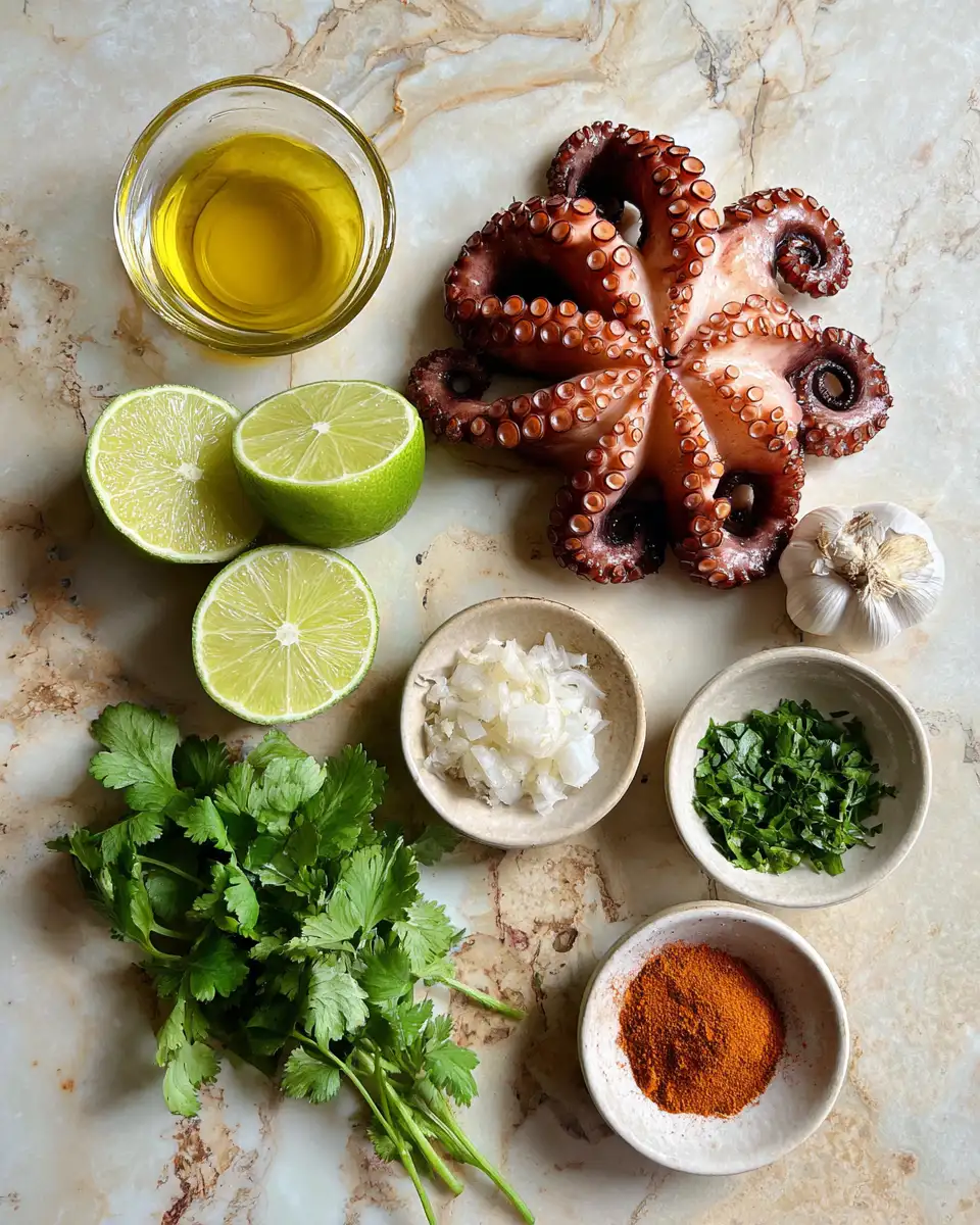 Fiery and Zesty: Dive into Chili Lime Grilled Octopus Skewers 4 Ingredients for Fiery and Zesty: Dive into Chili Lime Grilled Octopus Skewers