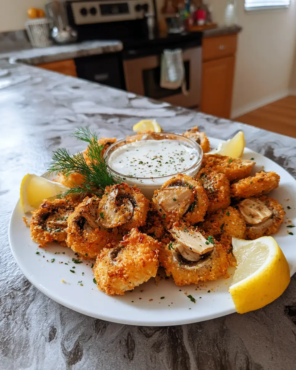 Crispy Christmas Delight: Fried Sliced Mushrooms with Ranch 4 Ingredients for Crispy Christmas Delight: Fried Sliced Mushrooms with Ranch