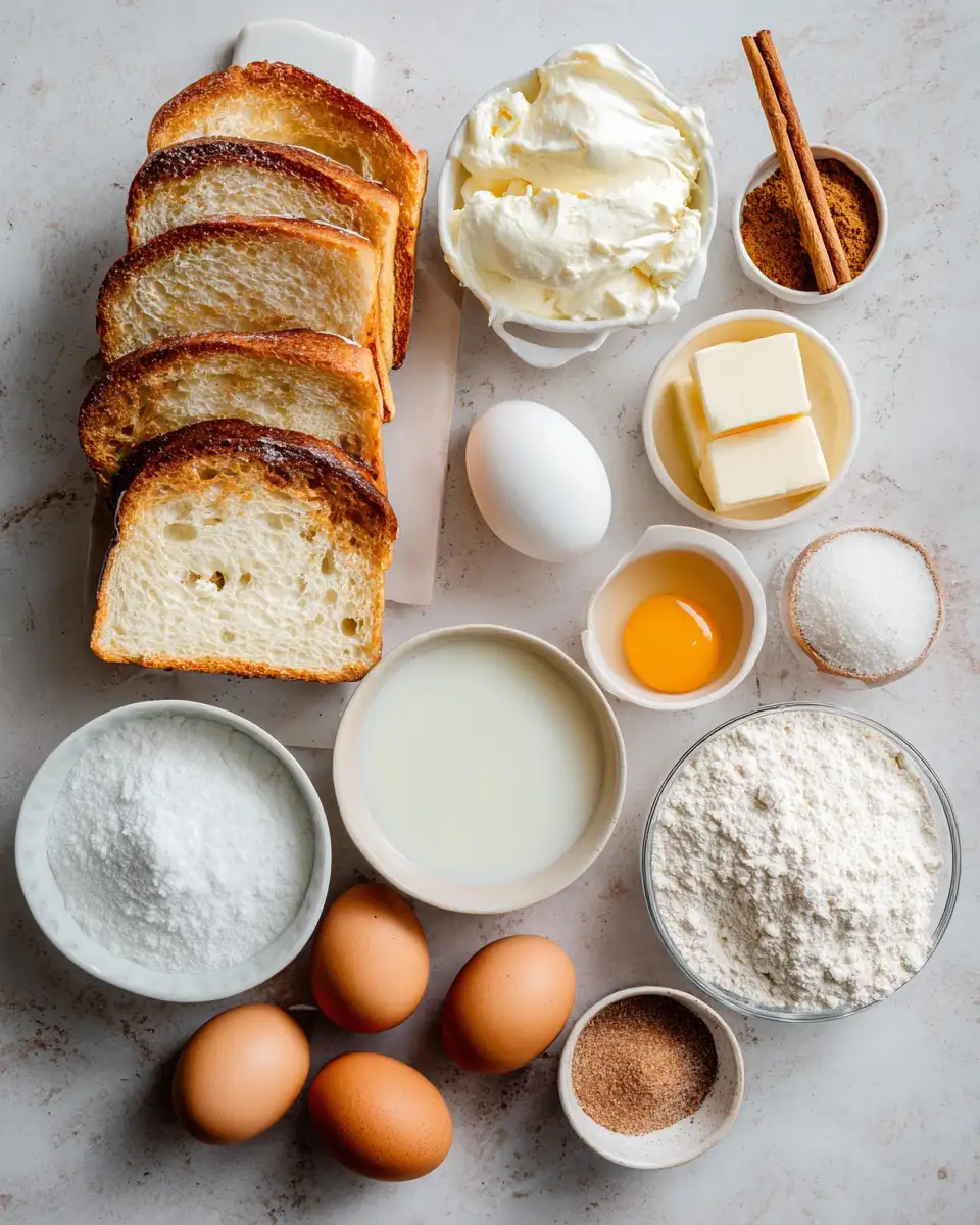Ingredients for Heavenly Cinnamon Roll French Toast Roll-Ups for a Sweet Morning Delight