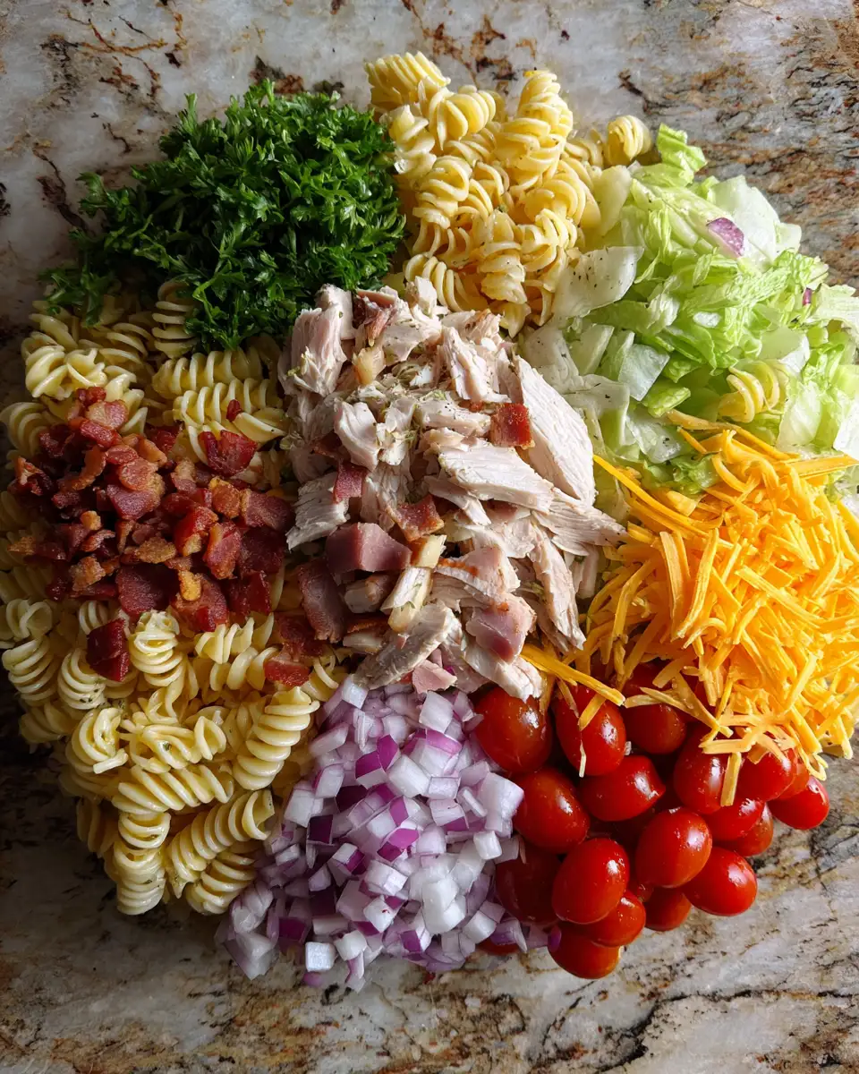 Ingredients for Twist on Tradition: Club Sandwich Pasta Salad Delight