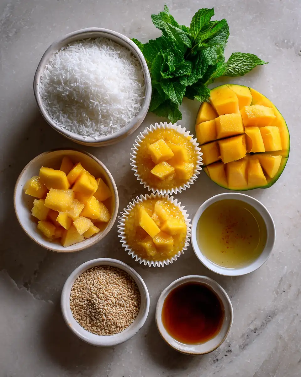 Tropical Bliss in Every Bite: Coconut Mango Sticky Rice Cups 4 Ingredients for Tropical Bliss in Every Bite: Coconut Mango Sticky Rice Cups