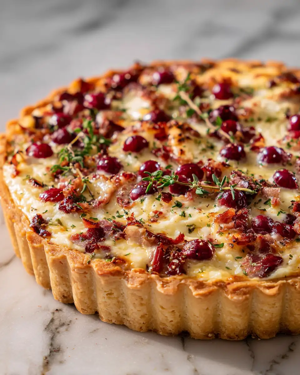 Final dish - Decadent Cranberry Brie Tart with Crispy Pancetta and Fresh Thyme Delight