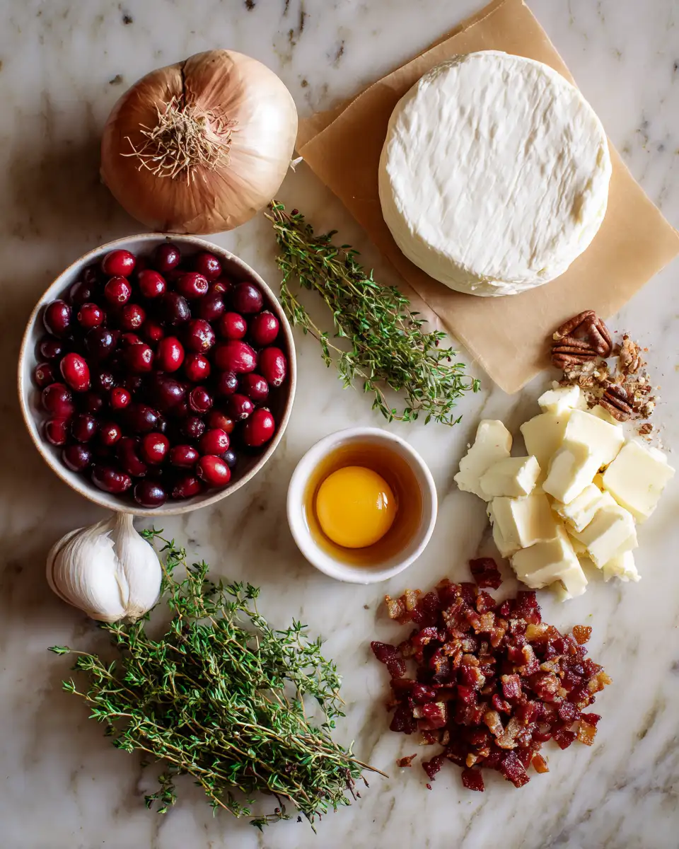 Decadent Cranberry Brie Tart with Crispy Pancetta and Fresh Thyme Delight 4 Ingredients for Decadent Cranberry Brie Tart with Crispy Pancetta and Fresh Thyme Delight